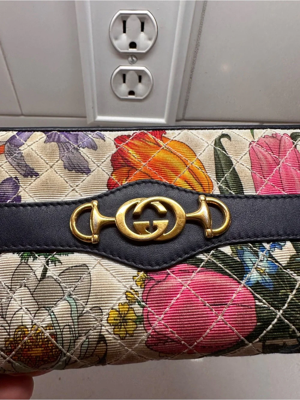 Gucci Zumi Floral Canvas Leather Horsebit Wallet